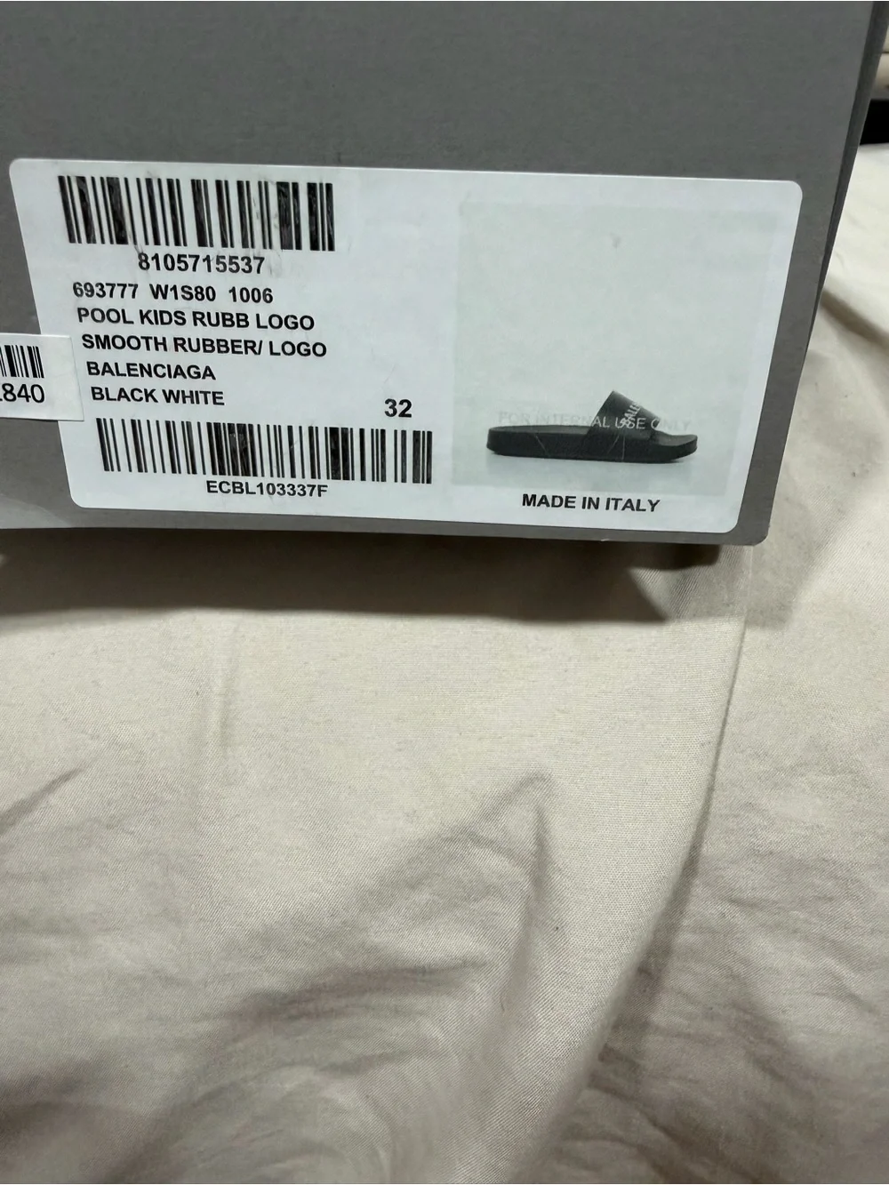 Balenciaga Kids Black Logo Slide Sandals with White Branding